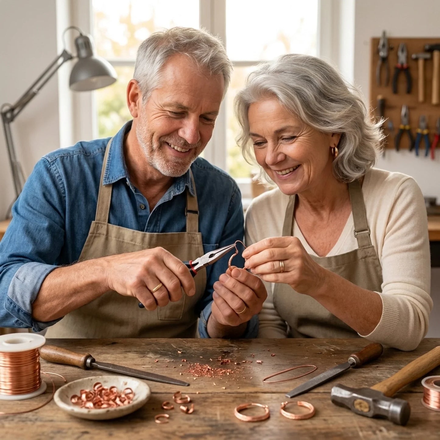 Boucles d'Oreilles en Cuivre Étoilé