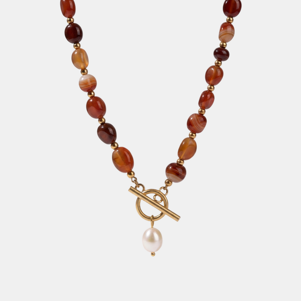 Collier en Pérles de Carneool Superposées