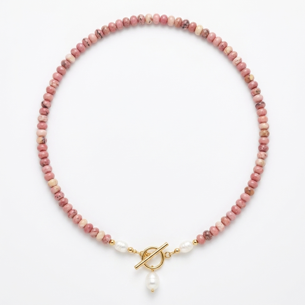 Collier de Perles en Rhodonite
