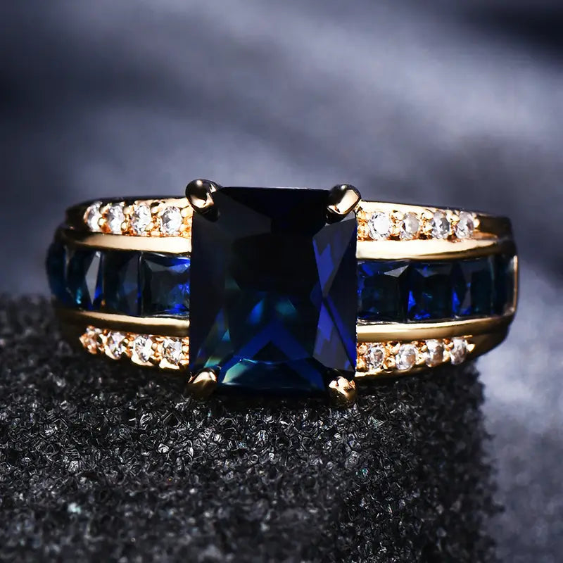 Bague en saphir carré en or