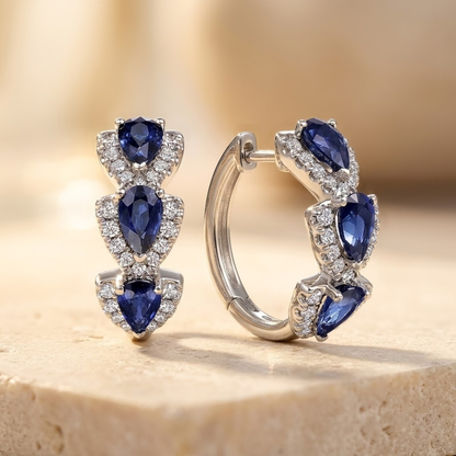 Halo-bijoux avec saphir en argent