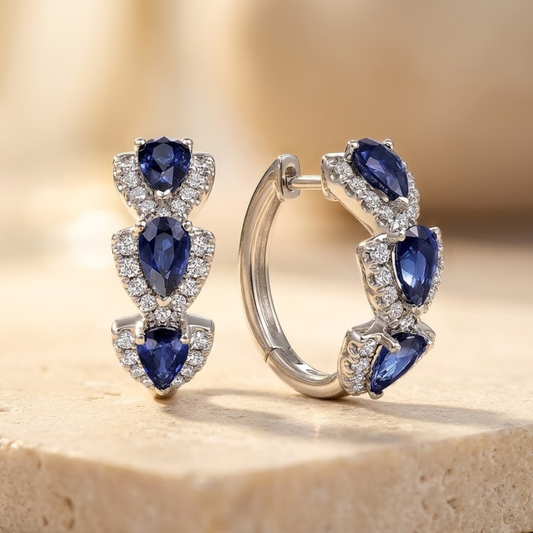 Halo-bijoux avec saphir en argent