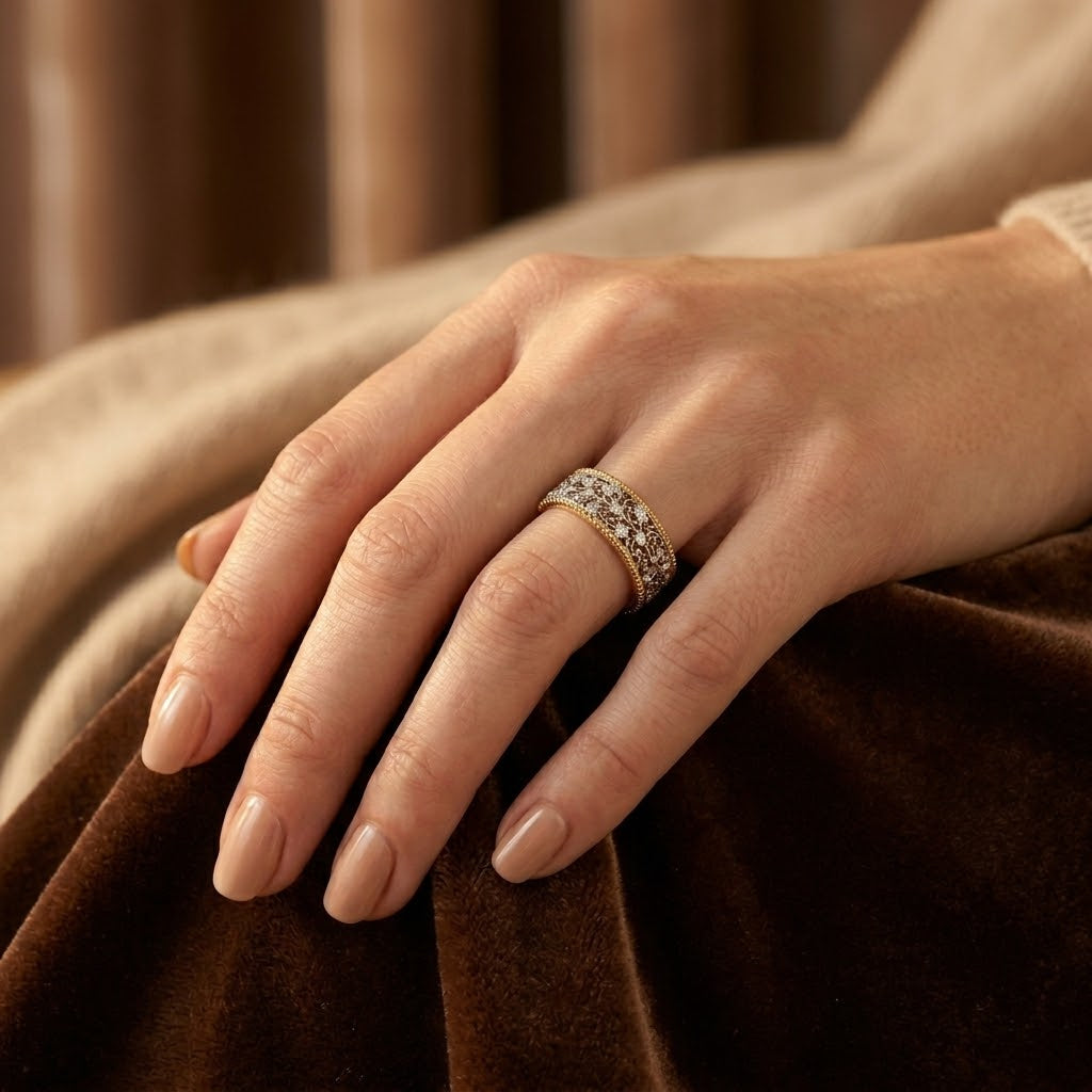 Bague élégante en argent et en or