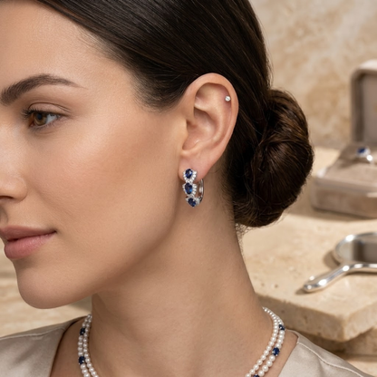 Halo-bijoux avec saphir en argent