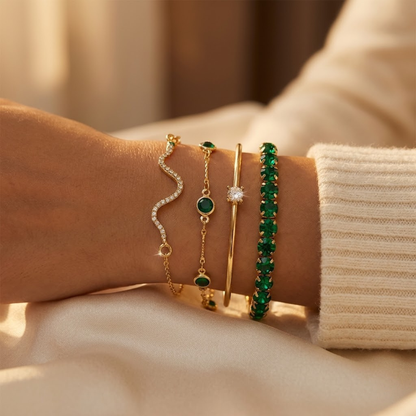 Ensemble de bracelets en pierres précieuses en or
