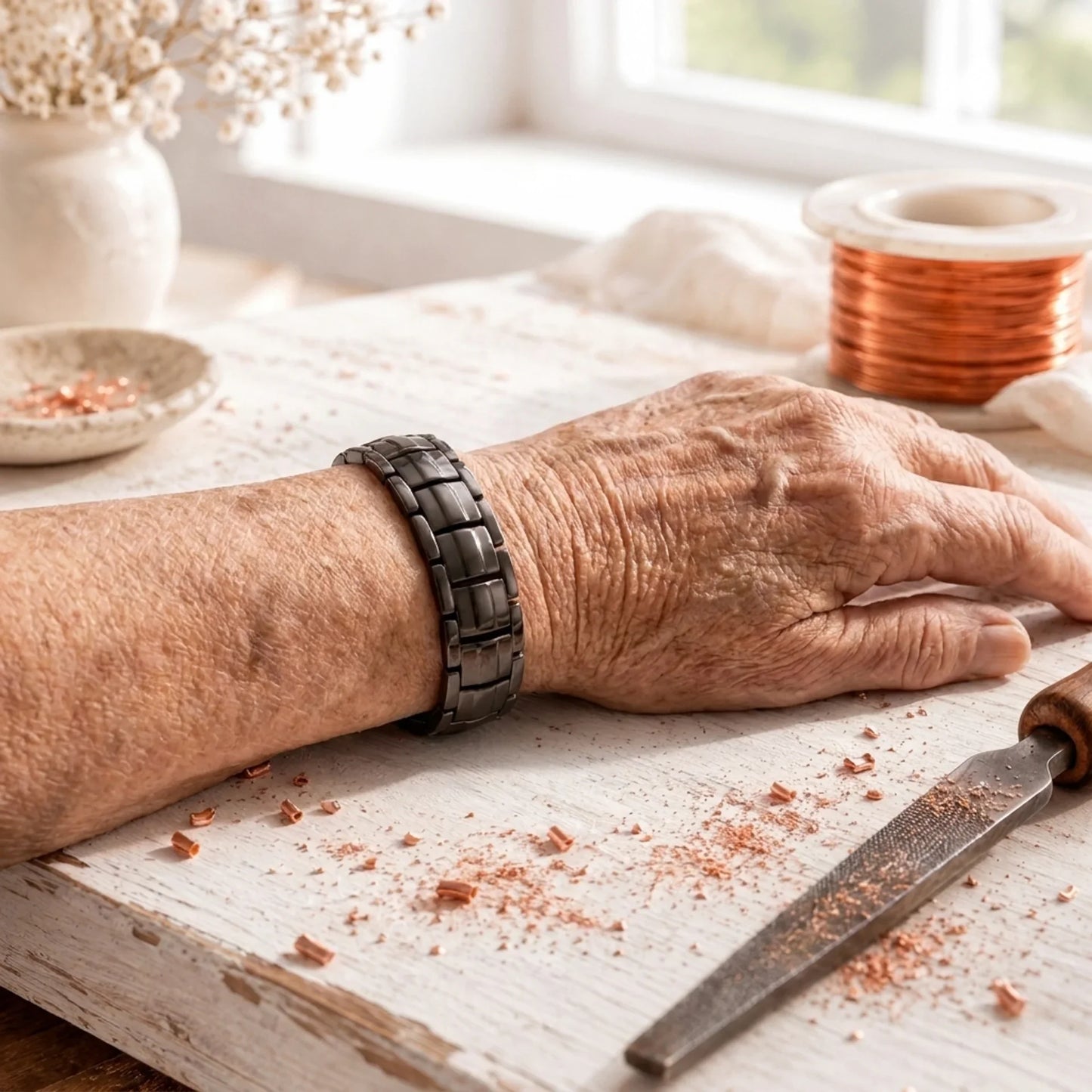 Bracelet en cuivre Obsidienne pour hommes