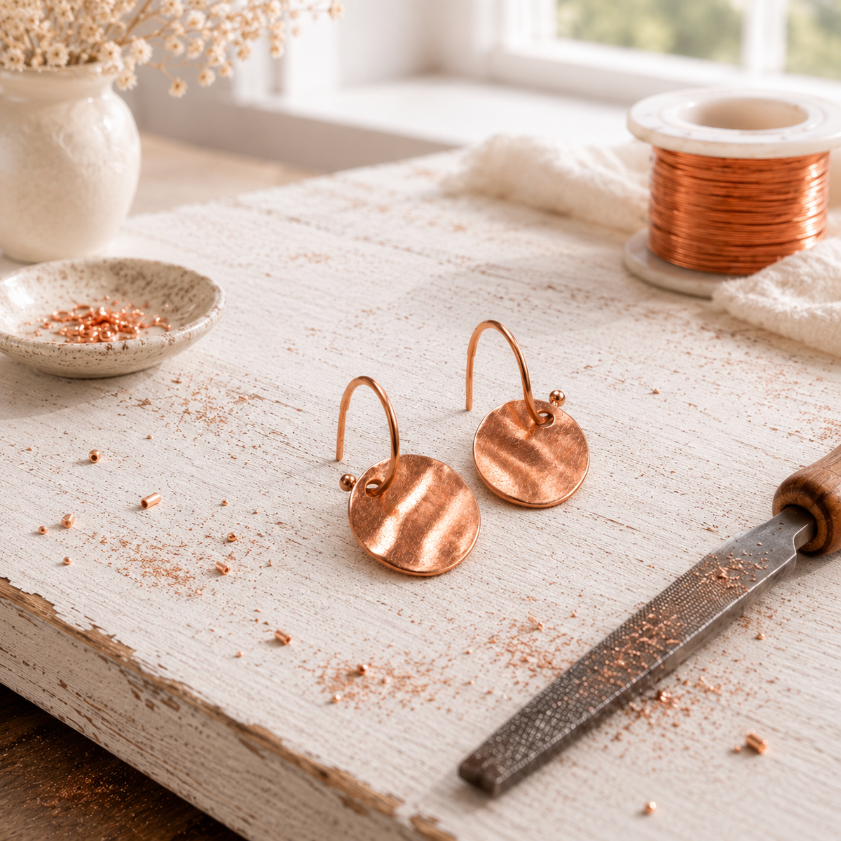 Boucles d'oreilles en cuivre Halos