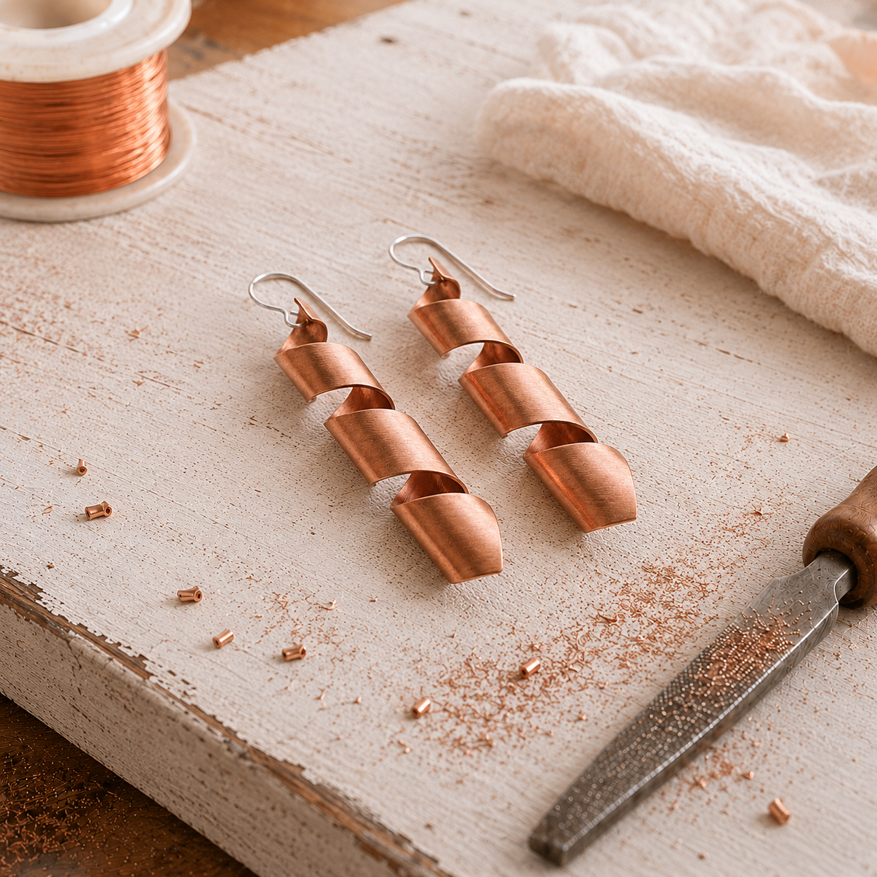 Boucles d'oreilles en cuivre Crépuscule