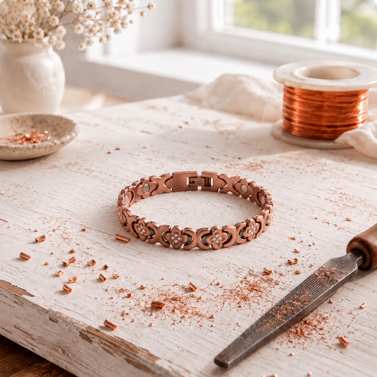 Bracelet en cuivre Trèfle Éternel