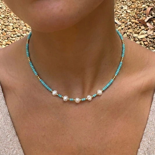 Collier en Turquoise Parel