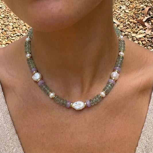 Collier de perles en jade vert