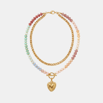 Collier en Cœur de Perles Pastel