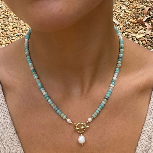 Collier en perles turquoise