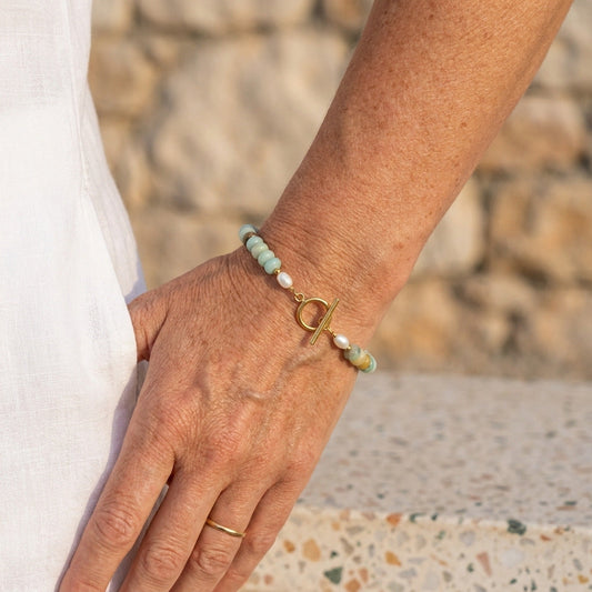 Bracelet Toggle en Perles Turquoise
