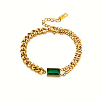 Bracelet en or avec barrette et émeraude
