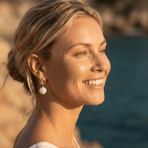 Boucles d'Oreilles Perle Nœud