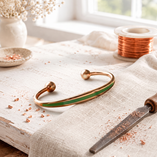 Bracelet en cuivre patiné