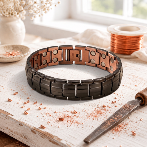 Bracelet en cuivre Obsidienne pour hommes