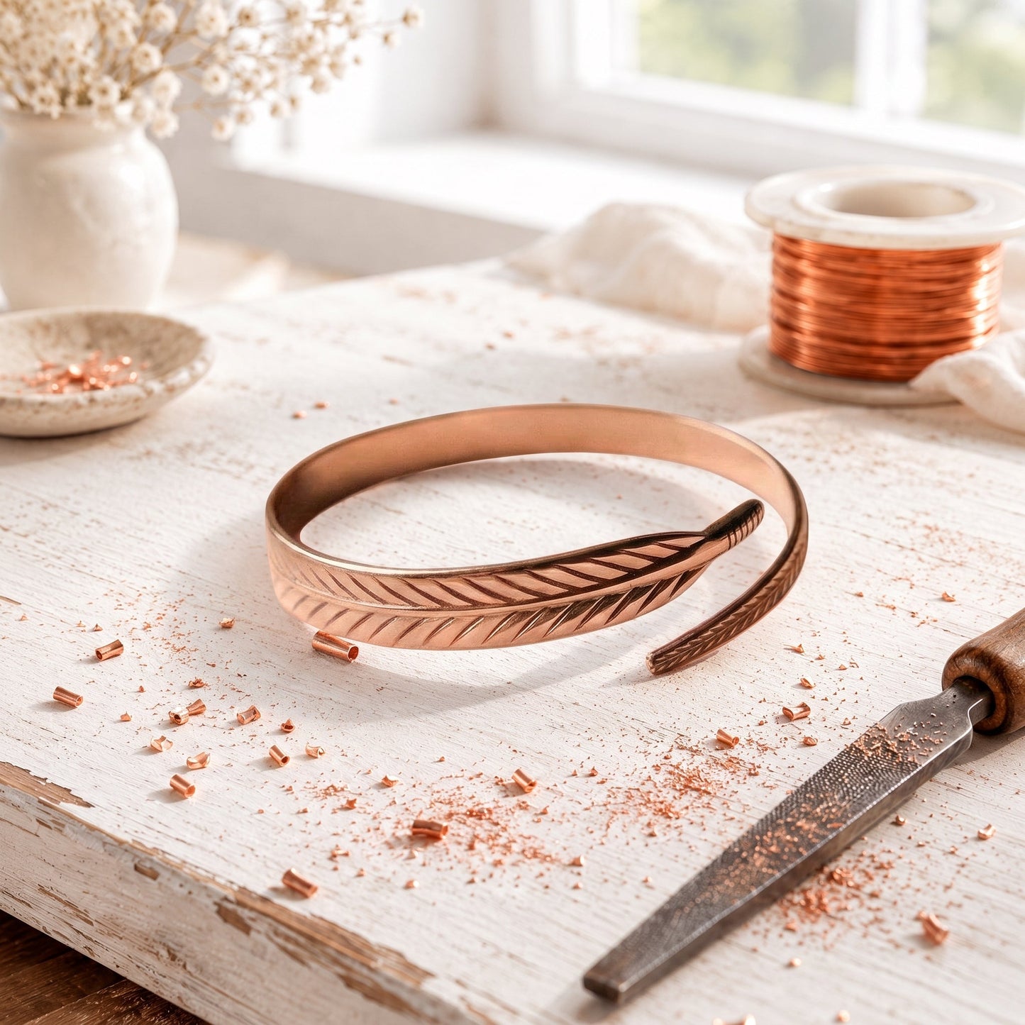 Bracelet en cuivre de pétale