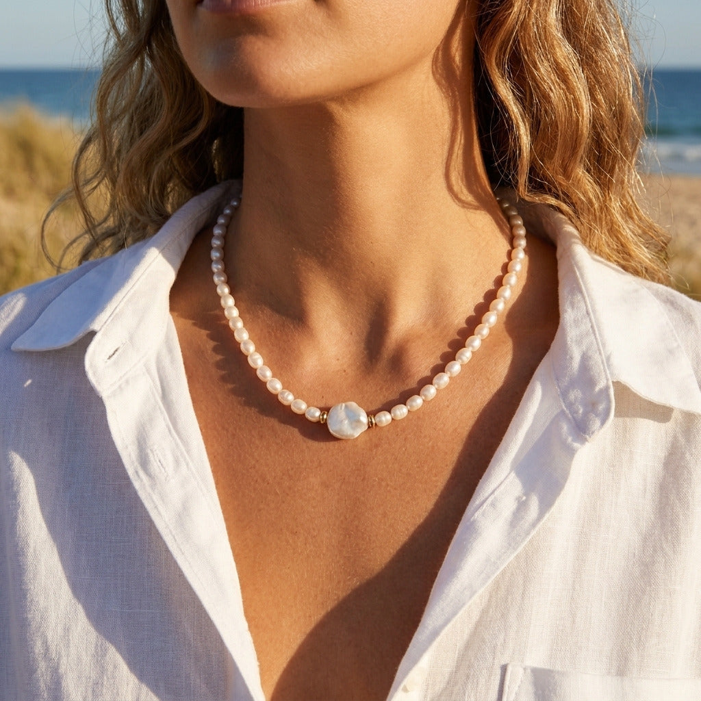 Collier en Perles d'Eau Douce Baroque
