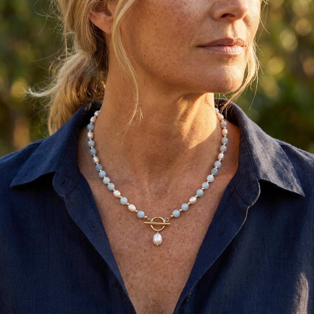Collier de Perles Bleu Côtier