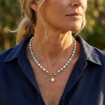 Collier de Perles Bleu Côtier