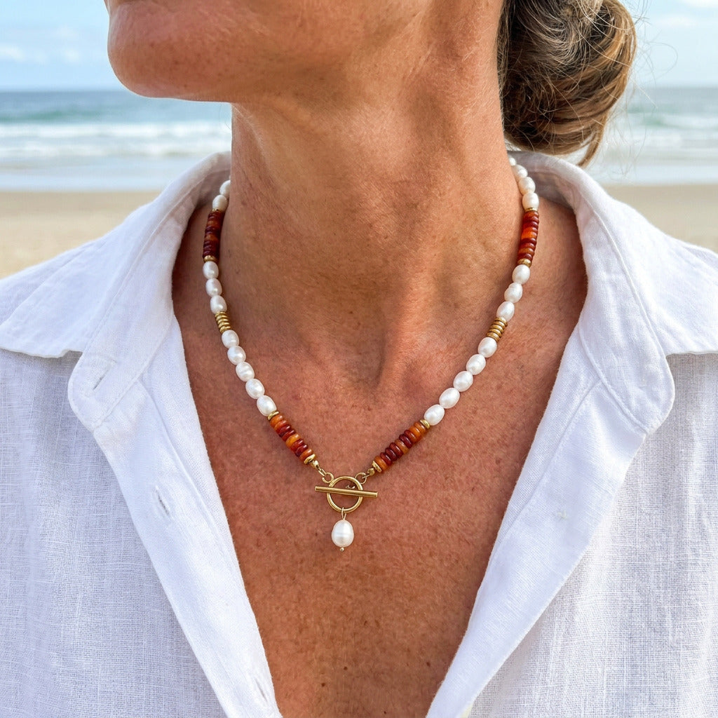 Collier en Carneool Perle Ember
