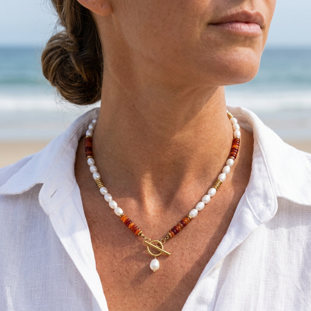 Collier en Carneool Perle Ember