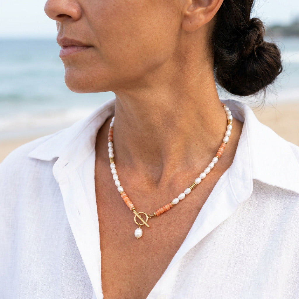 Collier de Perles de Cornaline au Lever du Soleil