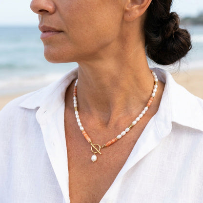 Collier de Perles de Cornaline au Lever du Soleil