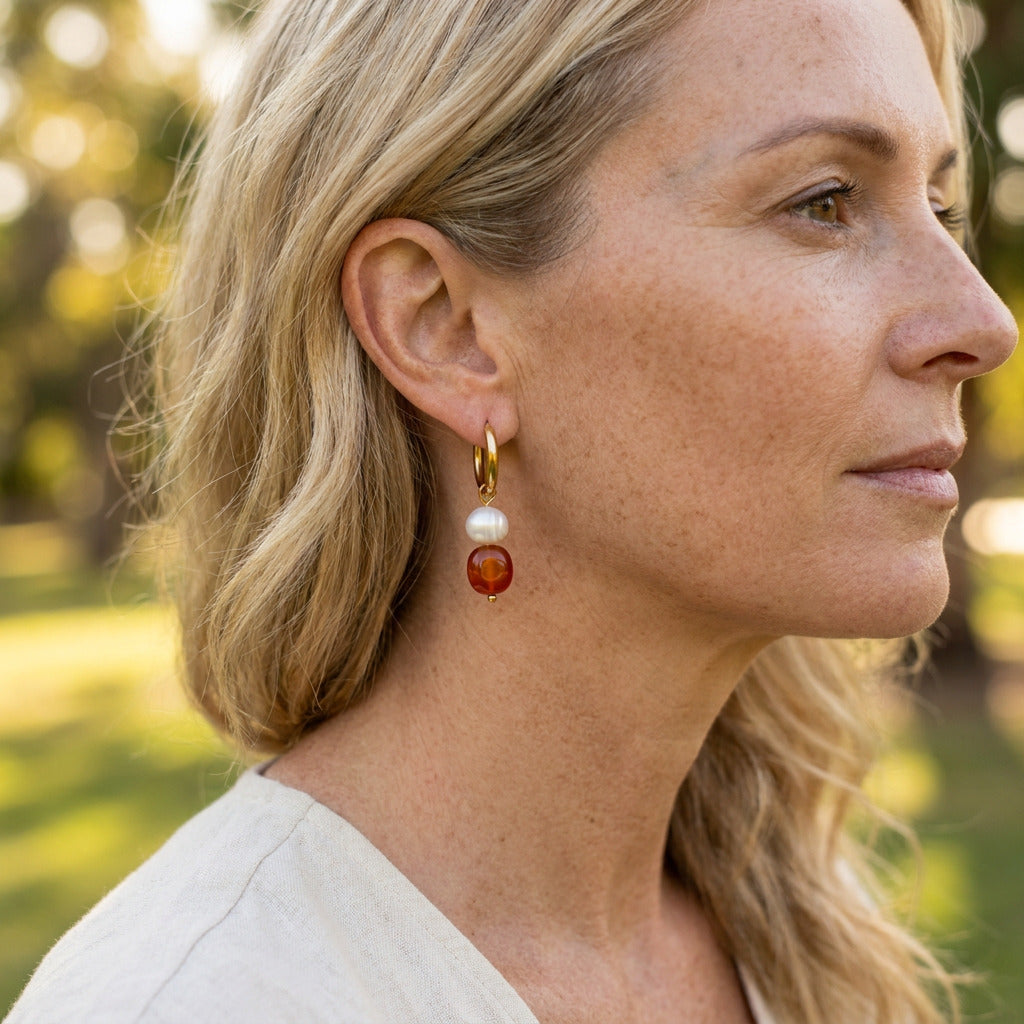 Boucles d'oreilles en perles de cornaline