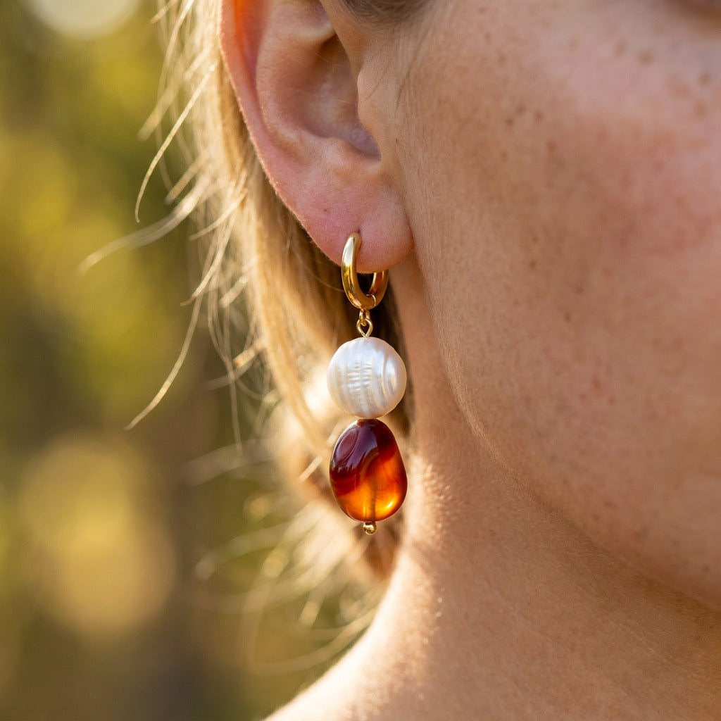 Boucles d'oreilles en perles de cornaline